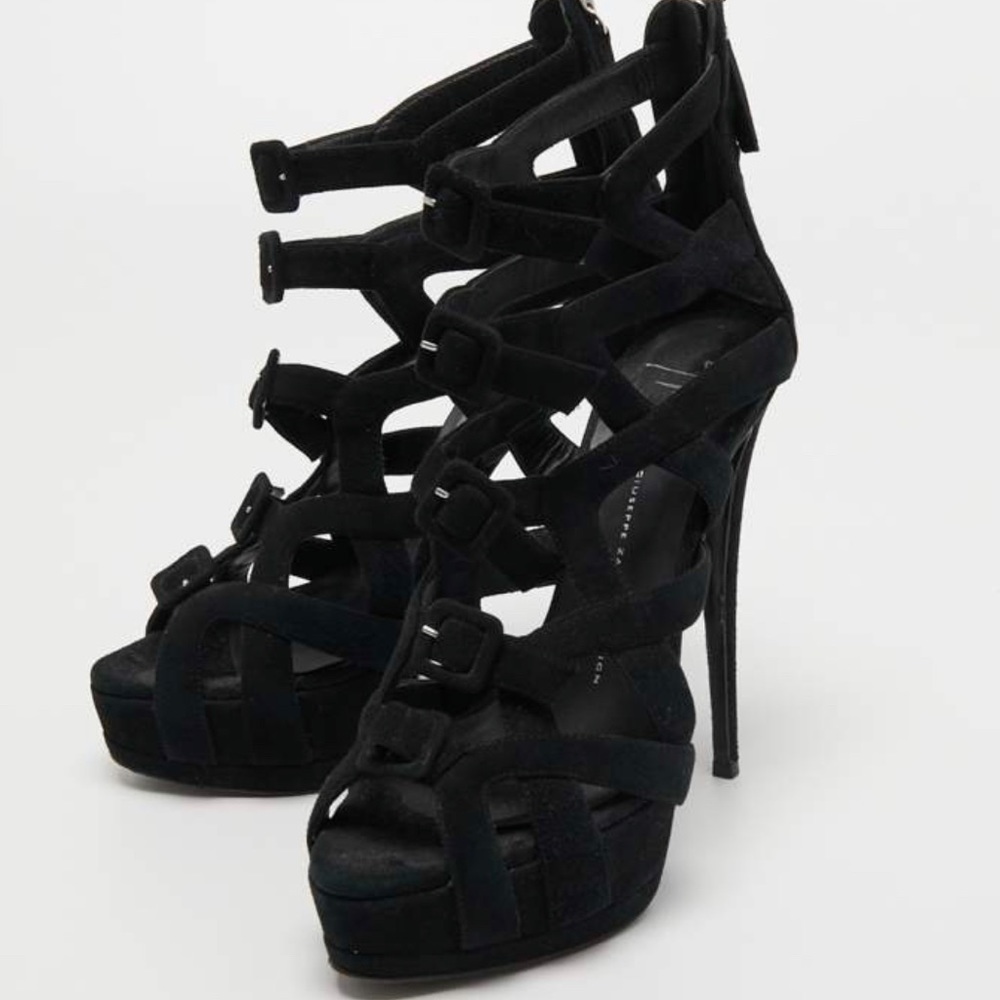 Giuseppe Zanotti Black Strappy Platform Heels